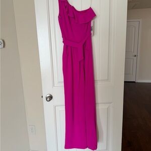 Emerald Sundae Fuchsia One-Shoulder Jumpsuit